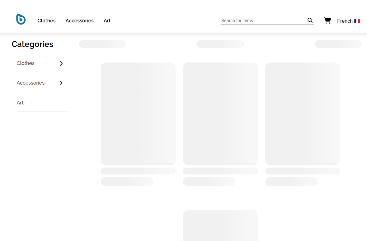 Skeleton loading of React E-Commerce